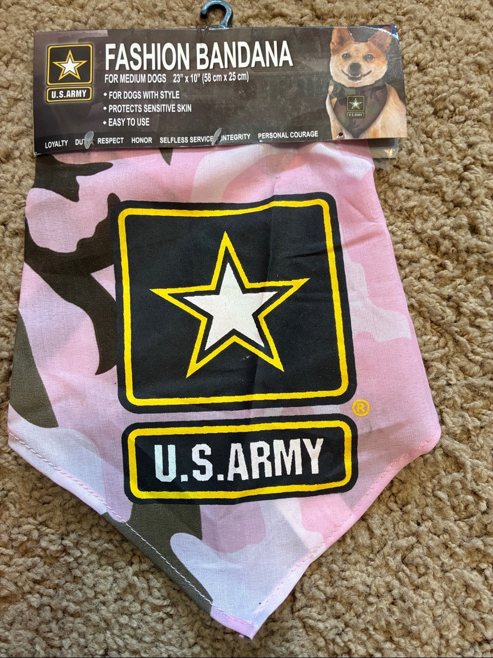 U.S. Army Pink Camouflage Dog Bandana with Star Emblem